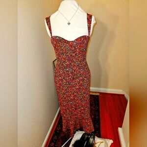Anthropologie HUTCH Floral Stretch Knit Underwire Maxi Dress Cottage Core